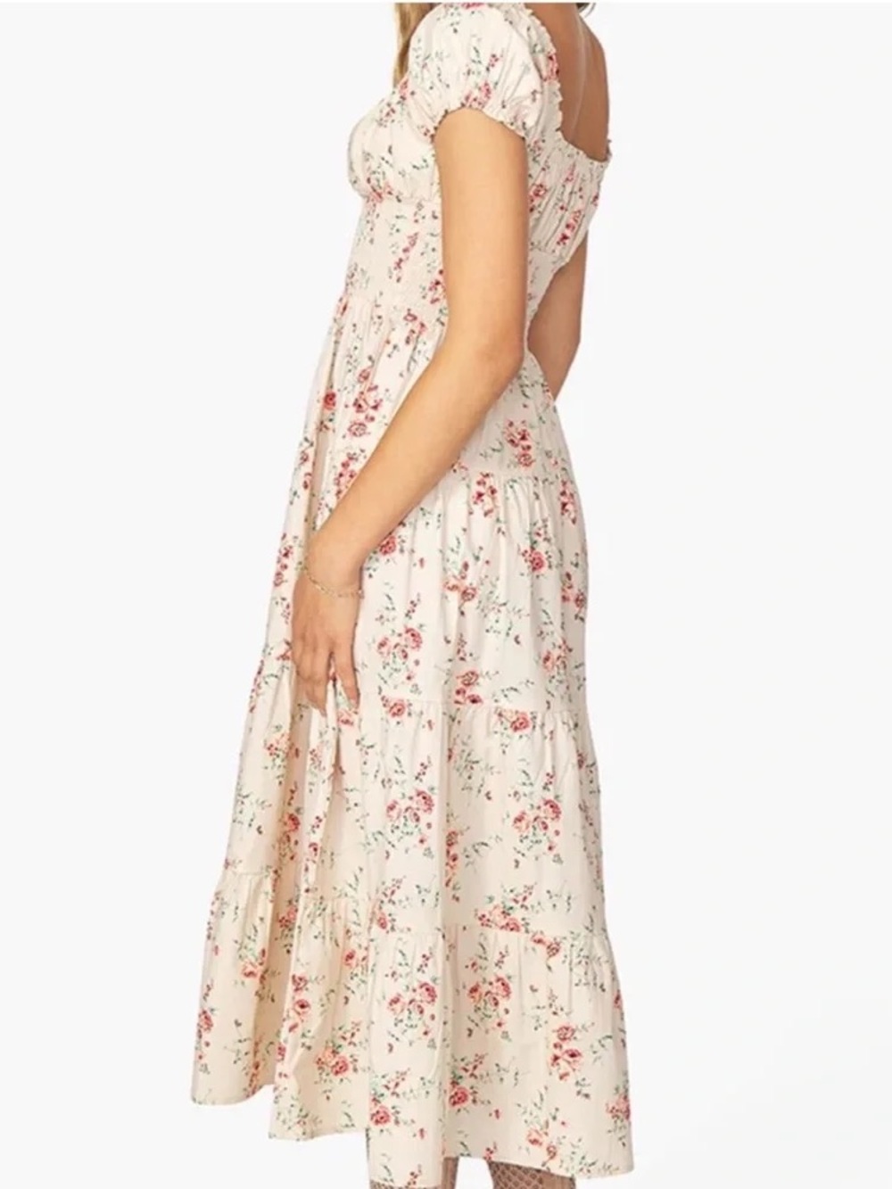 New Weworewhat Puff Sleeve Smocked Midi Dress in Dainty Floral Size Small - Picture 5 of 8